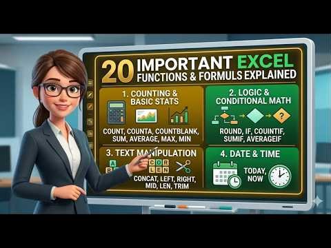 20 Essential Excel Functions & Formulas Explained | COUNT, IF, SUM & More