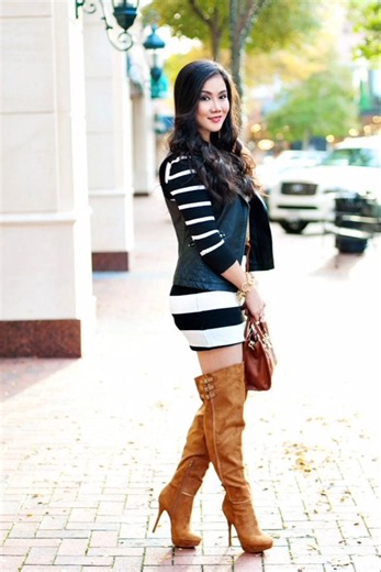 Modern knee high heels boots for women girls