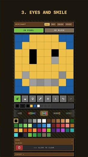 How to draw a smiley face in 8x8 pixel art (3 steps) | MiPixArt