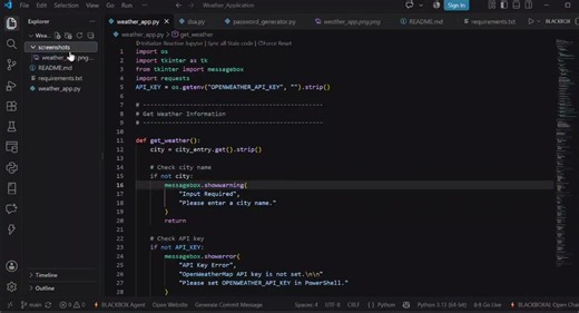 #python #tkinter #weatherapplication #openweathermapapi #oasisinfobyte #pythonprogramming #internship #github #softwaredevelopment #learningjourney | korrapati venkatasulochana