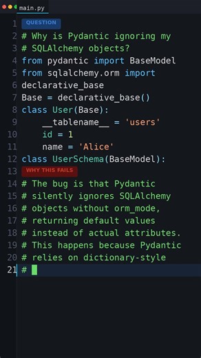 This Output Makes No Sense: Why is Pydantic ignoring my SQLAlchemy objects?