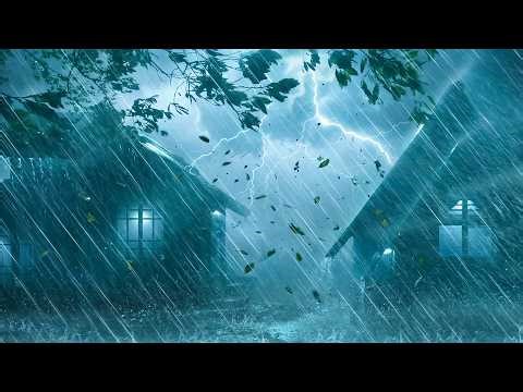 Guaranteed Deep Sleep with Rain Sounds | Heavy Rainstorm, Mighty Thunder & Wind on Hurricane Night