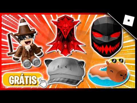 BORAA!! COMO PEGAR 15 ITENS GRÁTIS NO ROBLOX - MÁSCARA GRÁTIS, CABELO GRÁTIS, BÓIA DE CAPIVARA E +