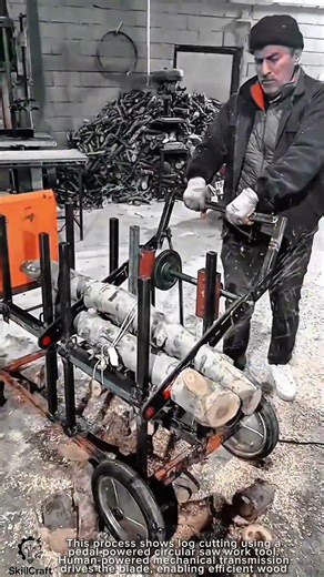 Log Cutting Work Tool Using Pedal Powered Circular Saw #worktool