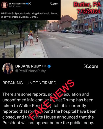 🚨 FAKE NEWS ALERT: Leftists are DESPERATELY spreading propaganda that President Trump is HOSPITALIZEDIt’s a TOTAL LIEThey’re even using a video of DJT being released from the hospital in 2024 after being SHOT IN BUTLER to push their claimDON’T BELIEVE THEIR BS.President Trump has been in the West Wing of the White House practically all day, which has been confirmed by media outlets all across the aisle.