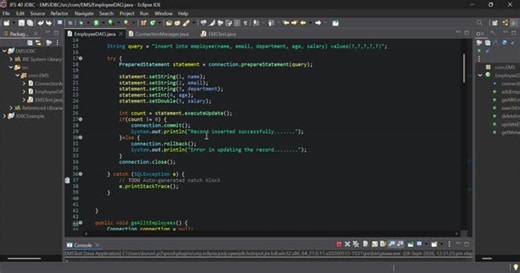 #advancedjava #java #jdbc #javadatabaseconnectivity #crud #mysql #employeemanagementsystem #preparedstatement #resultset #resultsetmetadata #javaprogramming #codingpractice #codegnan #learningjourney… | Kuruva Pavani Padma