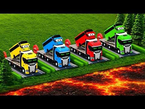TRANSPORTING TRUCK WITH DOUBLE FLATBED TRAILER TRUCK, SCANIA, MERCEDES, IVECO - FS22