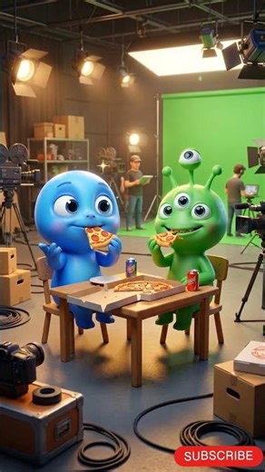 Bloop and Alien Try Pizza for the First Time 🍕 #shorts #asmr #mukbang