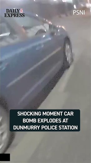 Shocking footage shows the moment a car bomb exploded outside Dunmurry police station 🔴
