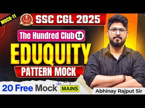 Mock-12/20 | Maths Mock Series For SSC CGL 2025 Mains | Maths Best Questions The Hundred Club 1.0