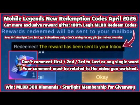 Mobile Legends Special Skin Redeem Codes April 29, 2026 MLBB free Starlight Gift for you