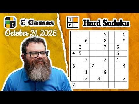 NYT Hard Sudoku Walkthrough | October 21, 2026