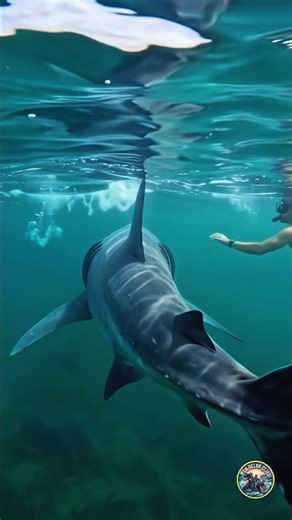 POV: You're eye-to-eye with a Basking Shark. 🦈 Witnessing these gentle giants filter feed is