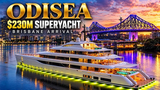 ODISEA: $230M Superyacht Arrives in Brisbane | during Morning Twilight