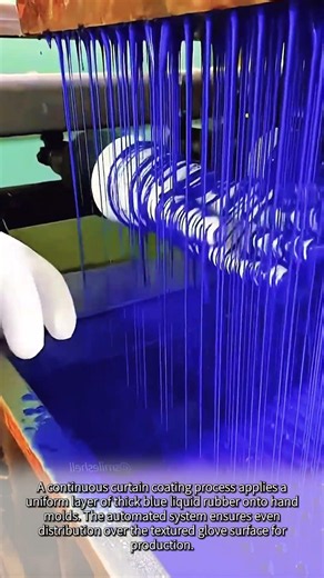 Satisfying Blue Glove Coating! #worker #process #coating #latex #factory