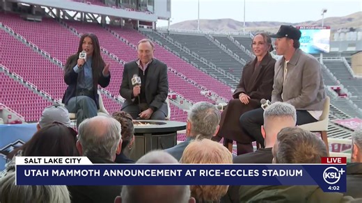 STREAMING: Utah Mammoth and owners Ryan and Ashley Smith make a live announcement at the University of Utah's Rice-Eccles Stadium. | KSL NewsRadio