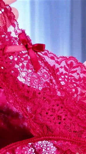 Red Satin Lace ❤️ feminine lingerie details #shorts