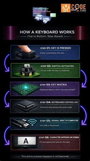 How a Keyboard Works | Step-by-Step Explanation (3D Visuals) #codeintips #techeducation