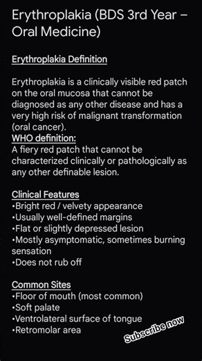 Don’t Ignore This Red Patch in Mouth ❌ | Erythroplakia dentistry made easy #bds #dentist #shorts