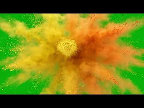 Yellow Color Powder Burst – Green Screen 04