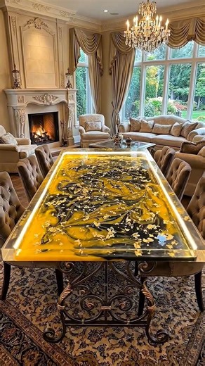 Stunning Black & Yellow LED Epoxy Resin Table DIY ✨ #resintable #epoxytable