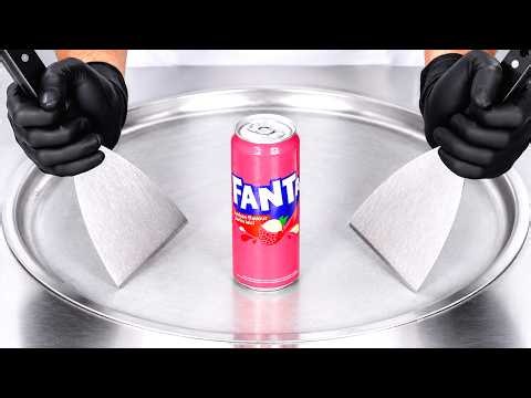 Fanta Lychee - Ice Cream Rolls | ASMR Satisfying