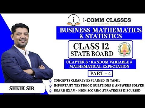 CLASS 12 StateBoard | Business Mathematics | Ch 6 Random Variable & Mathematical Expectation | Part4