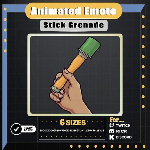 Animated Throwing Stick Grenade Emote – Bomb Explosion GIF – Twitch, Discord, Kick (digital File) - Etsy