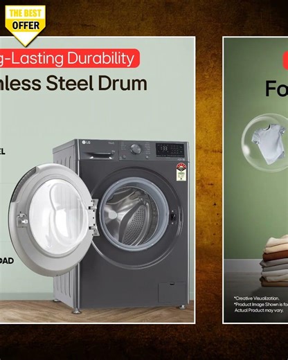 LG 9 Kg, 5 Star, AI Direct Drive Technology, Steam, 6 Motion DD & Wi-Fi Fully-Automatic Front Loa...