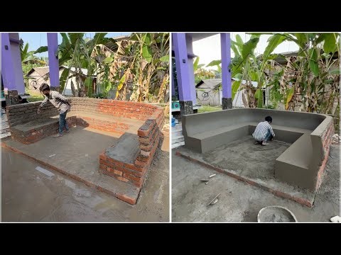 Strong, Simple & Beautiful Brick Seating Area 🌿🧱#OutdoorDesign #CementFinish #HandmadeArt