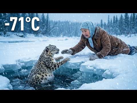 🐆 A Pregnant Snow Leopard Fell Through the Ice… An 80-Year-Old Woman Made a Miracle in -71°C Siberia