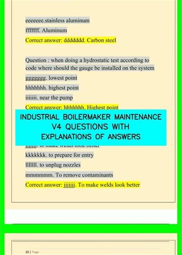 INDUSTRIAL BOILERMAKER MAINTENANCE V4 QUESTIONS WITH EXPLANATIONS OF ANSWERS video