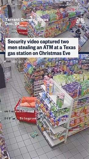 Security video captured two men stealing an ATM at a Texas gas station on Christmas Eve