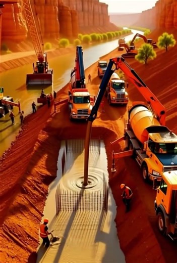 Building a Mega-Dam in a Canyon - AI Timelapse