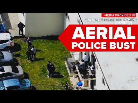 Drone video shows arrest of 4 men in Cincinnati; stolen gun, car recovered