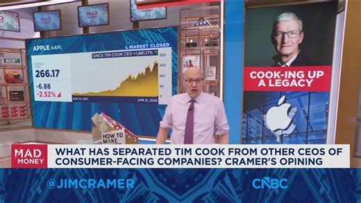 Tim Cook never sacrificed any consumer on the altar for expediency or earnings, says Jim Cramer