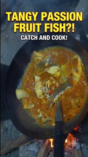 Cooking Fresh Fish with PASSION FRUIT Over an Open Fire! 🔥 #cooking #recipe #trending