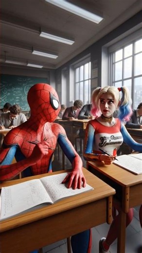 Spiderman and Harley quinn talking something in the class ✅️ #avengers #spiderman #spidermajesty