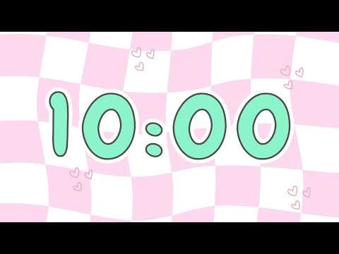 💗 10 Minute Timer | Pink Checkered Countdown & Soft Bell ✨ 4K