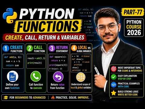 Python Functions 🔥 Create, Call, Return & Local vs Global Variables | Part-77