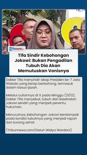 Dokter Tifa Sentil Kebohongan Jokowi Terkuak di Ujung Tahun: Tubuh Dia Akan Memutuskan Vonisnya