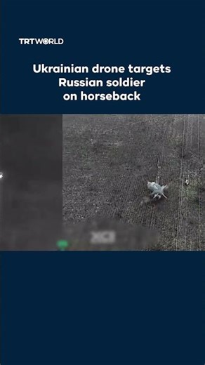Ukrainian drone targets Russian soldier on horseback