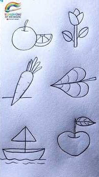 Easy Simple Drawings for Beginners | Orange, Rose, Carrot, Leaf, Boat & Apple DrawingTags