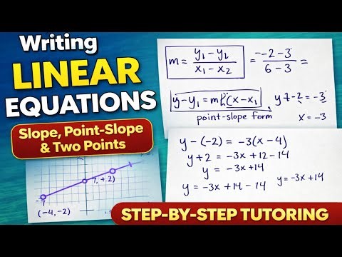 Writing Linear Equations (Point-Slope & Two Points, Slope-Intercept) | Step-by-Step Math Tutoring
