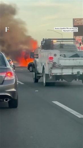 Tesla Semi Trailer Engulfed in Flames on California Interstate