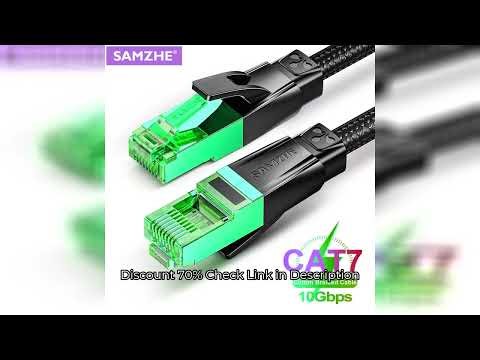 SAMZHE Cat7 10Gbps Ethernet Cable Cotton Braided Network Lan Cord for Modem Laptops PS5 4 Router 1m