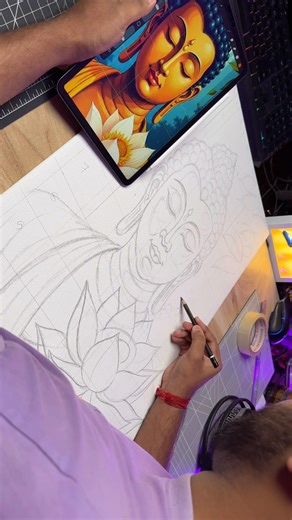 Gautam Buddha Drawing 🙏 #shorts #art #drawing #buddha