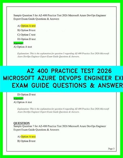 AZ 400 PRACTICE TEST 2026 MICROSOFT AZURE DEVOPS ENGINEER EXPERT EXAM GUIDE QUESTIONS & ANSWERS