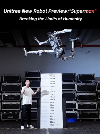 Unitree New Robot Preview: “Superman” Breaking the Limits of Humanity🥳 Standing high jump 2 m, top speed 12.66 m/s (0.85 m leg length) Surpassing the standing high jump and running speed records of all humans around the world This new machine has only been in development for a little over three months, with significant room for further improvement in the coming months. #Unitree #HumanoidRobot #PhysicalAI #Superman #WorldChampion