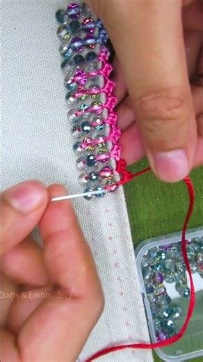 Modern Border Embroidery with Beads! #diy #stonebeads #tutorial